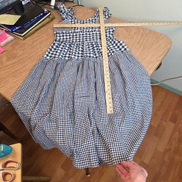 Stylish Blue Gingham Midi Dress - Picture 12 of 15